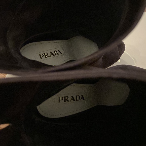 Prada Calzature Donna Camoscio brown suede peep toe boots size 38/8 - Picture 8 of 10
